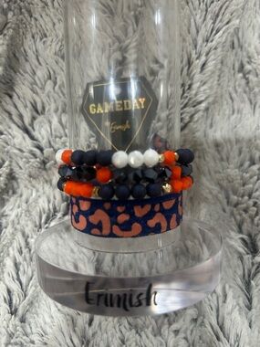 Erimish Navy, Orange & White Game Day Bracelet Stack